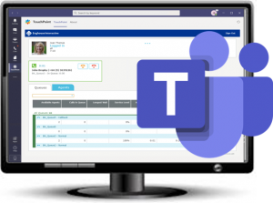 Web client in monitor with Microsoft Teams logo